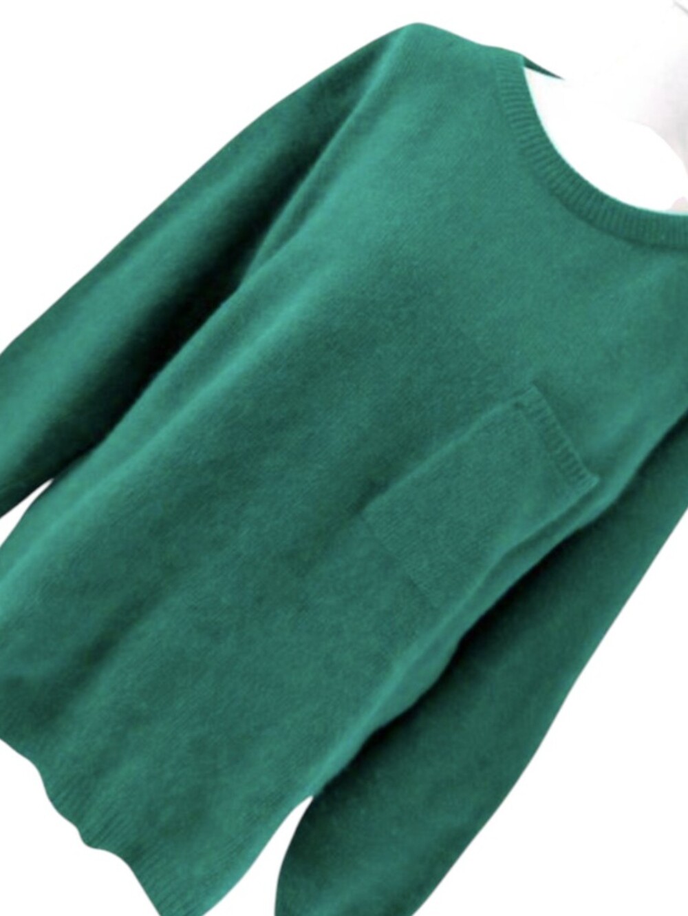 FORENZA! EMERALD GREEN LAMBSWOOL & ANGIRA BLEND FRONT POCKET SWEATER! SZ L